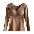 thumbnail image 3 of WAGUTH Fall Winter Thermal Tops for Women Lace V‑Neck Long Sleeve Seamless Slim Fit Warm Base Layer Undershirt for Fall Winter, 3 of 3