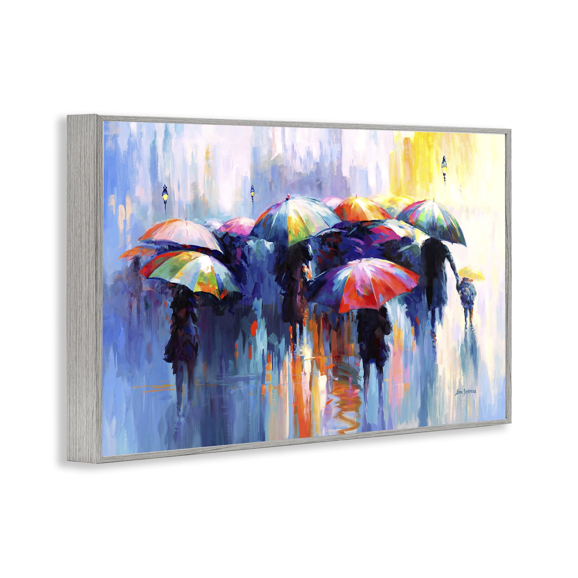 Stupell Industries Memories Beneath Rain Novelty Painting Gray Framed Art Print Wall Art, 30 x 20