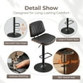 thumbnail image 4 of EOP Modern Upholstered Barstools Set of 3, Adjustable Height Counter Stools with Bentwood, Faux Leather Swivel Bar Stools with Metal Frame, Black, 4 of 10