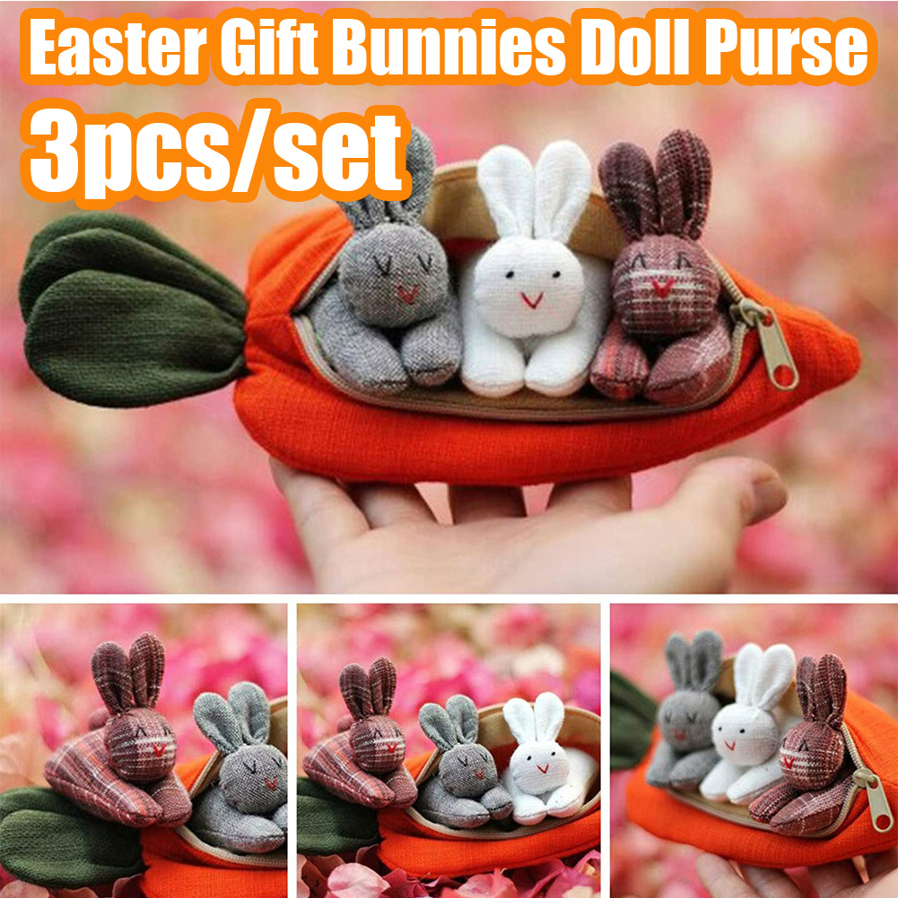 3 bunnies in a carrot purse