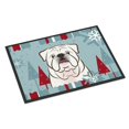 thumbnail image 1 of Caroline's Treasures - Alfombrilla para interior o exterior de Bulldog inglés blanco para vacaciones de invierno, 18 por 27, multicolor Caroline's Treasures BB1716MAT, 1 of 1