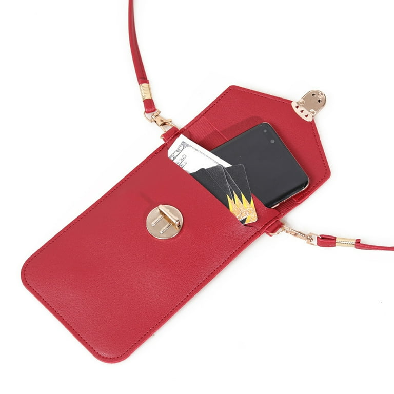 Laidan Touchable PU Leather Change Bag Crossbody Phone Bag Touch Screen Phone Bag Clear Window Crossbody Bag with Card Slots Multifunctional Phone