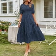 thumbnail image 1 of Styesk Robe Tunique pour Femmes Robe à Col Rond Décontractée à Manches Courtes Unie à Taille Haute Superposée en Mousseline avec Ceinture, 1 of 9