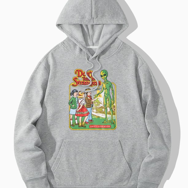 Sudadera con capucha con estampado de alienígena de cómic retro, sudaderas con capucha geniales para hombres, sudadera con capucha de diseño gráfico informal para hombres con bolsillo de canguro para