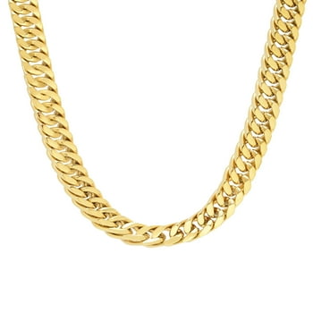 Men’s Yellow IP Stainless Steel Thick 9mm Curb Chain Necklace – 24 Inches