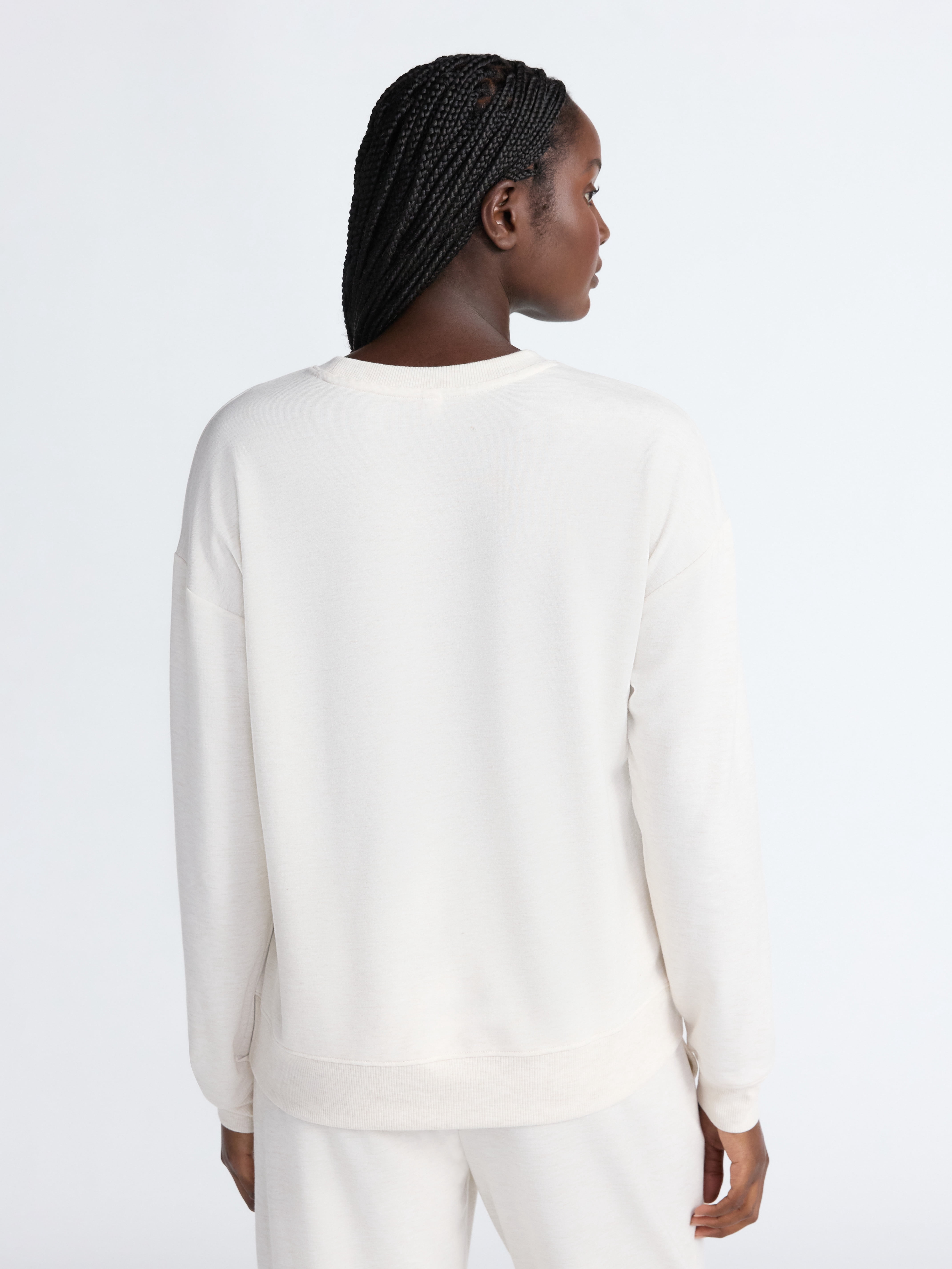 Joyspun Women's Fleece Drop Shoulder Sleep Top with Long Sleeves, Sizes XS-3X