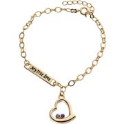 Personalized Planet Women's Gold-Tone "My true love" Birthstone Heart Bracelet
