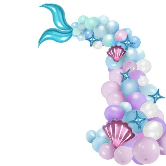 SKTMH 87 Pcs Mermaid Balloon Garland Mermaid Party Decorations Purple Pink Blue Balloon Arch Mermaid Tail Balloon Arch Seashell Balloons Mermaid Birthday Decorations Under The Sea Party Decorations