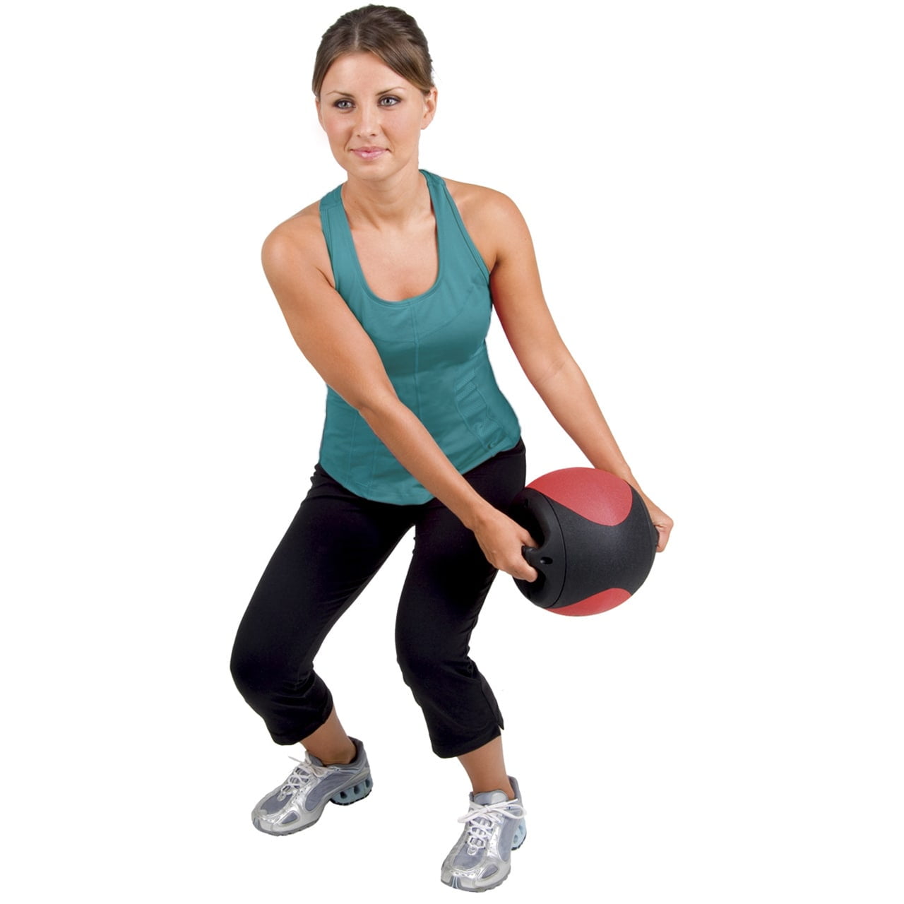 Sportime Aeromat Hard Rubber Dual Grip Power Medicine Ball, 9", Yellow/Black, 10 lb