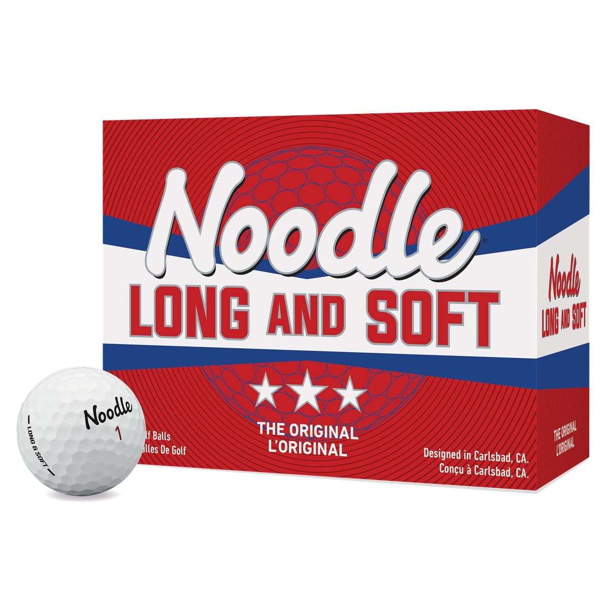 NOODLE LONG & SOFT GOLF BALLS (24 BALL PACK), Get distance and soft feel with Noodle Long & Soft
