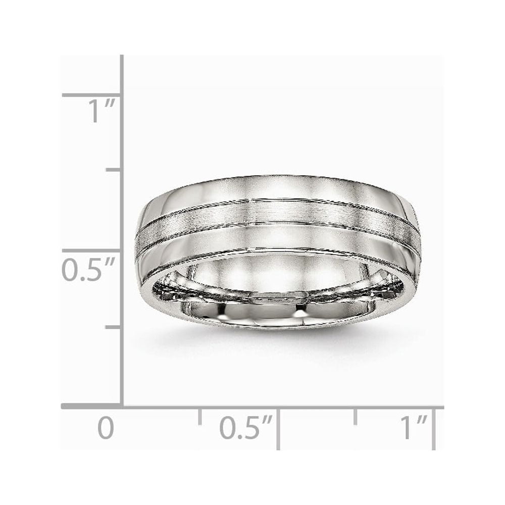 Stainless Steel Brushed and Polished Grooved 6.50mm Band