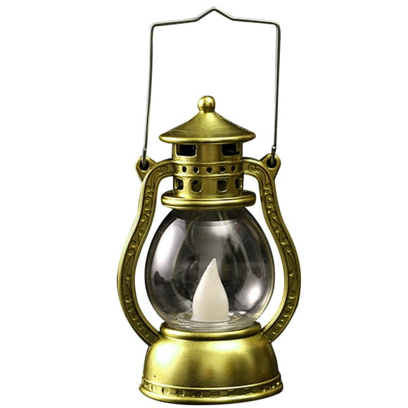 Decoración de la lámpara de la lámpara de mano de luz de mano de Kerosene Linterna Prop estimulación de Halloween - Dorado