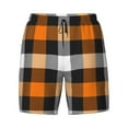 thumbnail image 4 of Lsque Mens Swim Trunks Orange Plaid Pattern - Bathing Suit Compression Liner - Beach Swim Shorts Swimwear - (S-3XL) - Stretch Quick Dry -Medium, 4 of 9