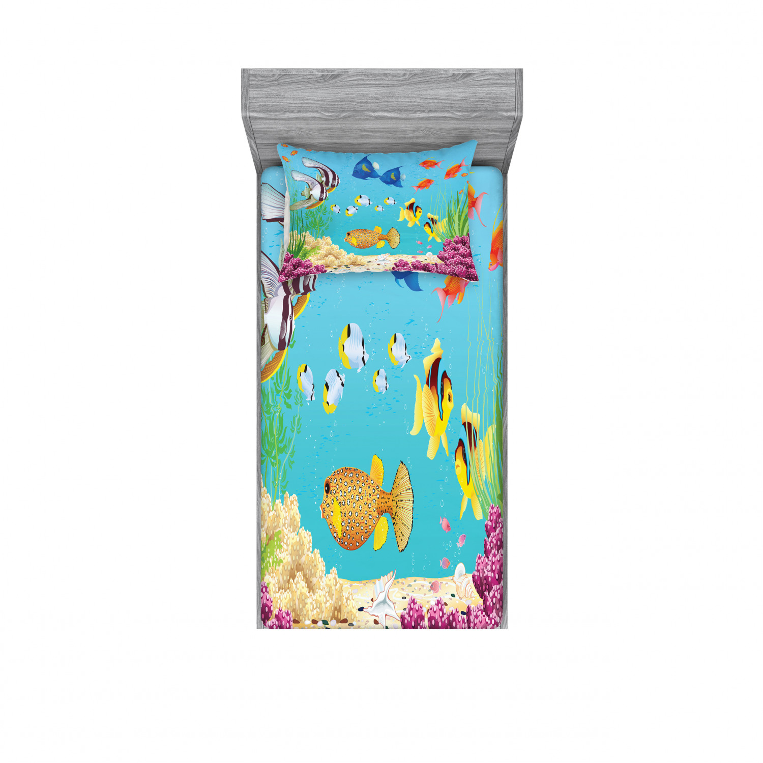 Underwater Bedding Set with Sheet & Covers, Landscape Various Water