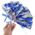 thumbnail image 6 of Cheerleader Pom Blue and Silver Metallic Foil Cheerleading Poms for Adults Sports Party Dance Cheering Accessories, 6 of 6