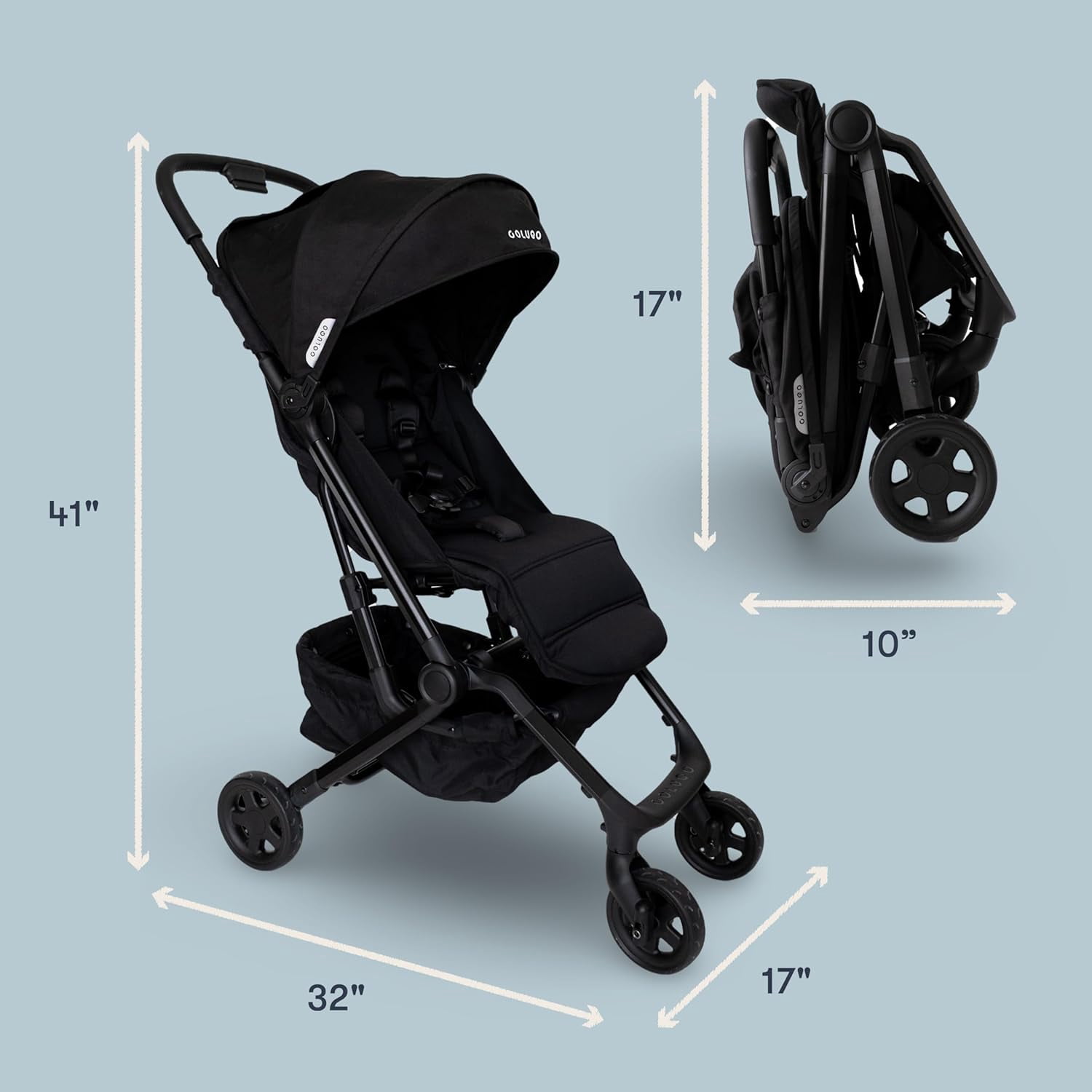 Colugo Compact+ Baby Stroller with Cupholder, Rain Cover, and Backpack