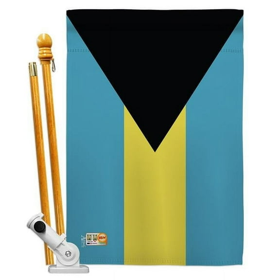 Americana Home & Garden AA-CY-HS-140020-IP-BO-D-US18-AG 28 x 40 in. Bahamas Flags of the World Nationality Impressions Decorative Vertical Double Sided House Flag Set & Pole Bracket Hardware Flag Set
