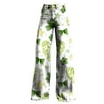 thumbnail image 4 of Beige Women's Casual Pants, Wide Leg Pants Woman High Waist Floral Patterned Pants Lightweight Loose Fit Casual Colorful Trouser Imitation Jeans,Women's Casual Pants L, 4 of 4