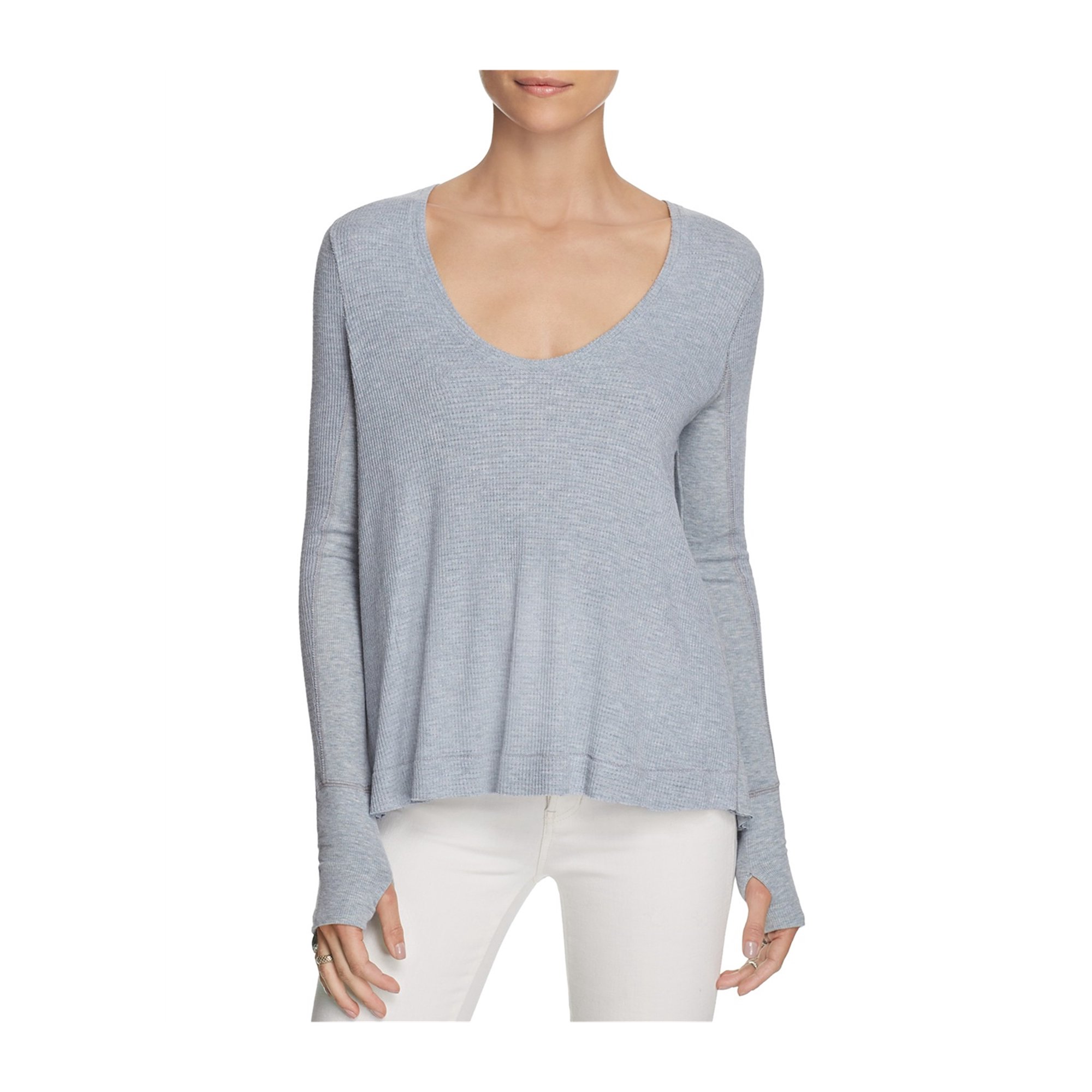 Free People Womens Malibu Thermal Pullover Sweater Silverbluehthr M Walmart Canada
