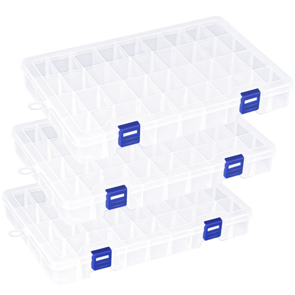 DUONER Bead Organizer Box with Dividers Small Plastic Storage Boxes with  Dividers Clear Jewelry Box Bead Storage Box Adjustable Compartments 15  Grids