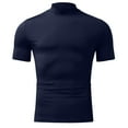 thumbnail image 3 of Mens T-Shirts Solid Turtleneck Short Sleeved T Shirt Undershirts Fashion Versatile Pullover Tshirt, 3 of 4