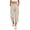 Beige, variant on Womens Solid Elastic Drawstring High Waist Cargo Capri Pants Button Zip Closure Side Split Hem Multi Functional Pockets Relaxed Fit Mid Calf Utility Cropped Trousers