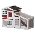 thumbnail image 1 of Rabbit Hutch with Run 2-Tier - Large Wooden Weatherproof Cage for Rabbits/Guinea Pigs/Chickens, Pull-Out Tray & Metal Ramp, Expandable Indoor/Outdoor, Rufous White, 1 of 7