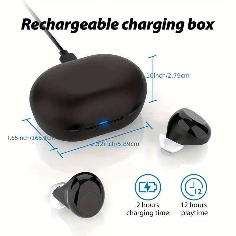 SUWU Hearing Aids for Seniors, Rechargeable Hearing Amplifier Loud Sound with USB Portable Charging Case, 2-Pack, (Black)