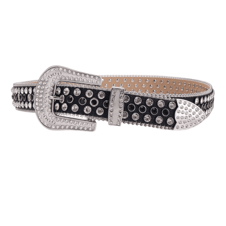 Tengmei Men Women Rhinestone Belt Western Bling Luxury Strap