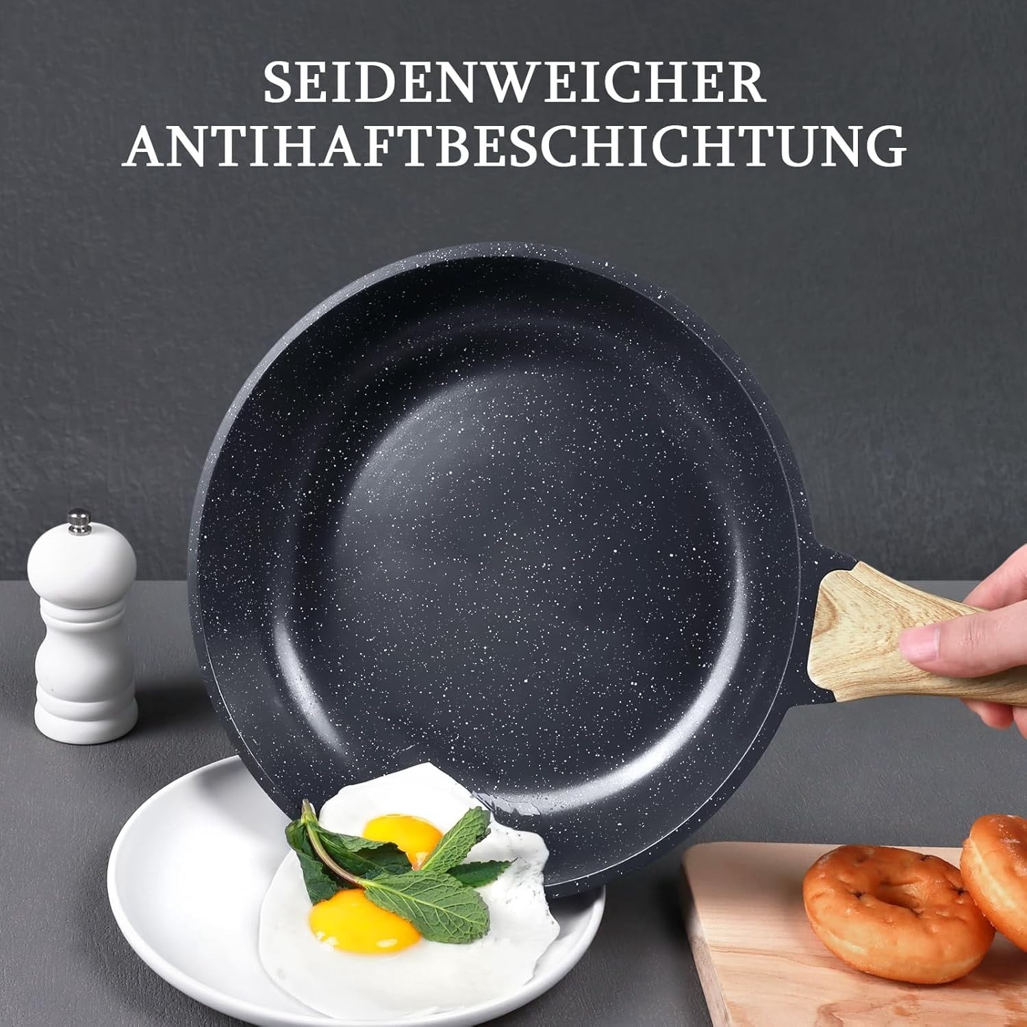 XKHZJL Ceramic Nonstick Frying Pan - Healthy Non-Toxic Non Stick Skillet Omelette Pans, Induction Compatible Chef Pan, PFAS & PFOA-Free, Dishwasher Safe, Stay Cool Handles
