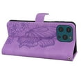 thumbnail image 6 of Feishell Wallet Case For iPhone 15 Pro, Magnetic Folio Card Slots Holder Kickstand Premium PU Leather Butterfly Patterned Embossed with Wrist Strap Cover For iPhone 15 Pro, Purple, 6 of 13