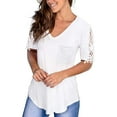 thumbnail image 2 of Pntutb Womens Clearance Lace Short Sleeve V-Neck T-Shirt Loose Casual Summer Tee Tops, 2 of 6