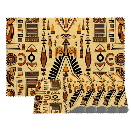 

Placemats Set of 1 Non Slip Washable Table Placemats Vintage Aged Egyptian Ethnicity