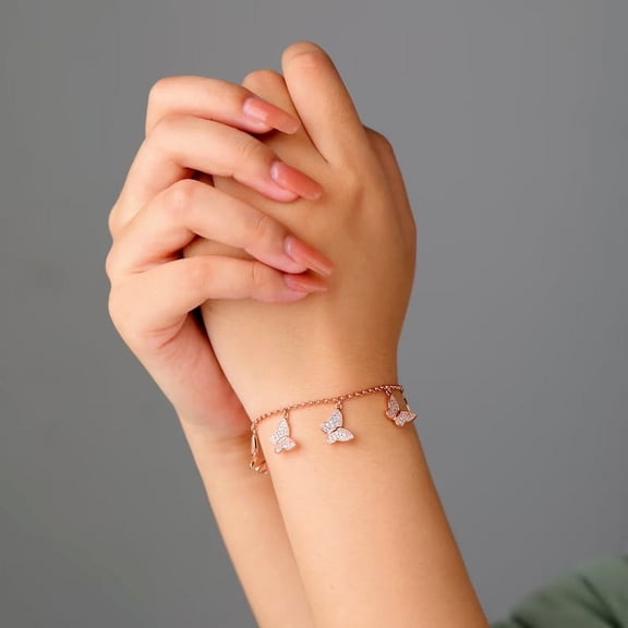 2Ct Round Cut Diamond Lab Created Women's Pretty Chain Tennis Bracelet 14K Rose Gold Plated 7"