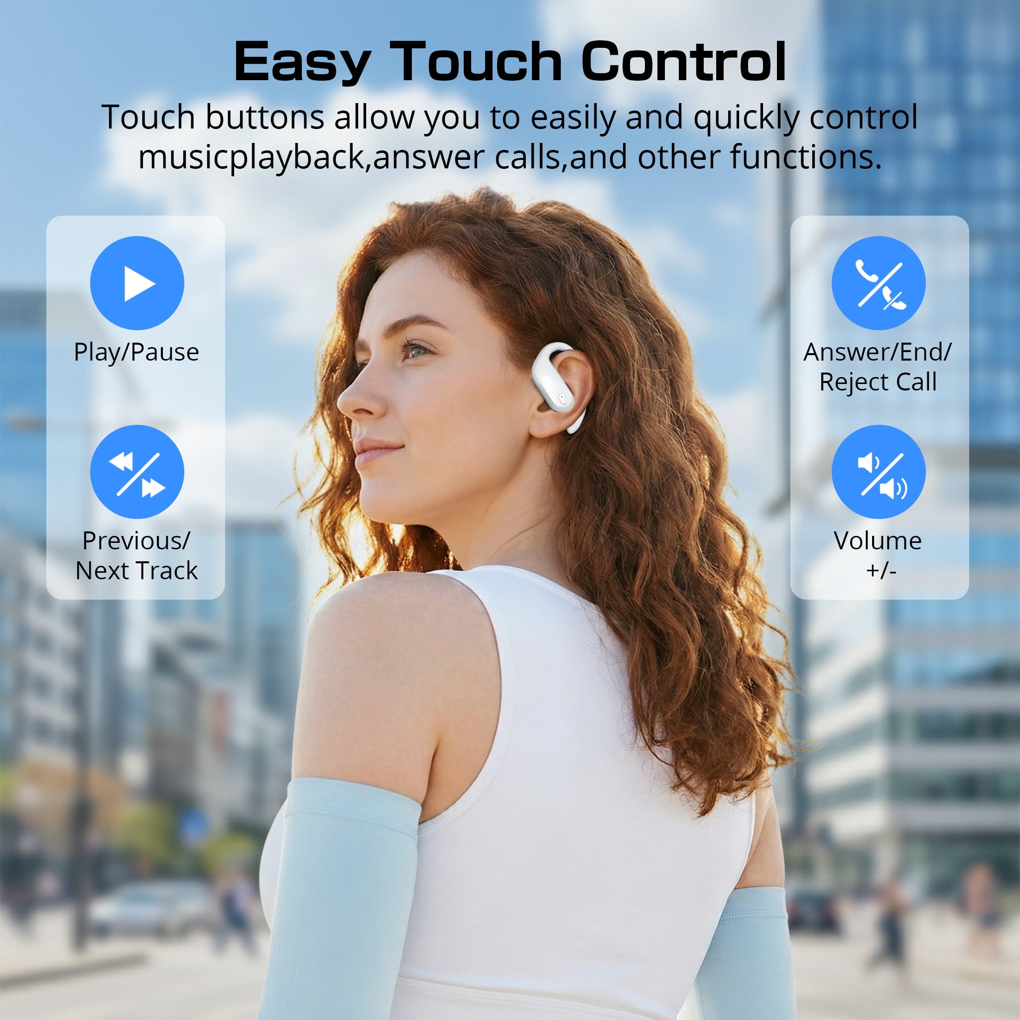 Wireless Earbuds Bluetooth 5.4 Headphones Sport, IPX7 Waterproof Earphones with Earhooks, 80H Playtime, Fast Charging Case, Noise Cancelling Mic, Lightweight Bluetooth Earbuds for Running Gym