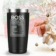 thumbnail image 5 of Boss Nutritional Facts Travel Mug Tumbler.Boss Day,Boss Lady,Office Gifrs,Leaving Appreciation Retirement Gifts for Bosses Manager Men Women.(20 oz Black), 5 of 6