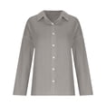 thumbnail image 5 of Giftesty Button Down Collar Shirt Women Trendy Plus Size Long-Sleeved Casual Lapel Solid Color Shirts, 5 of 6