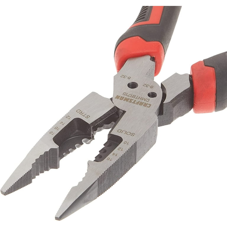 Craftsman 8 in. Drop Forged Steel 6-in-1 Long Nose Pliers Black/Red 