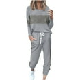 thumbnail image 3 of UPPADA Two Piece Sets for Women Lounge Outfit Long Sleeve Crewneck Pullover Tops High Waisted Pants Set Tracksuit with Pockets Gray,XXL, 3 of 7