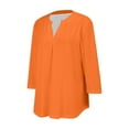 thumbnail image 5 of Orange Womens Blouses Womens Tops Casual 3/4 Sleeve Blouses V Neck Business Work Shirts Ladies Tops and Blouses, 5 of 6