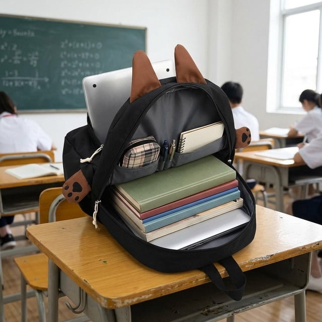 Mochila escolar, bolso escolar con cremallera, bolsa de viaje para fiestas al libre, camping y viajes. Caqui