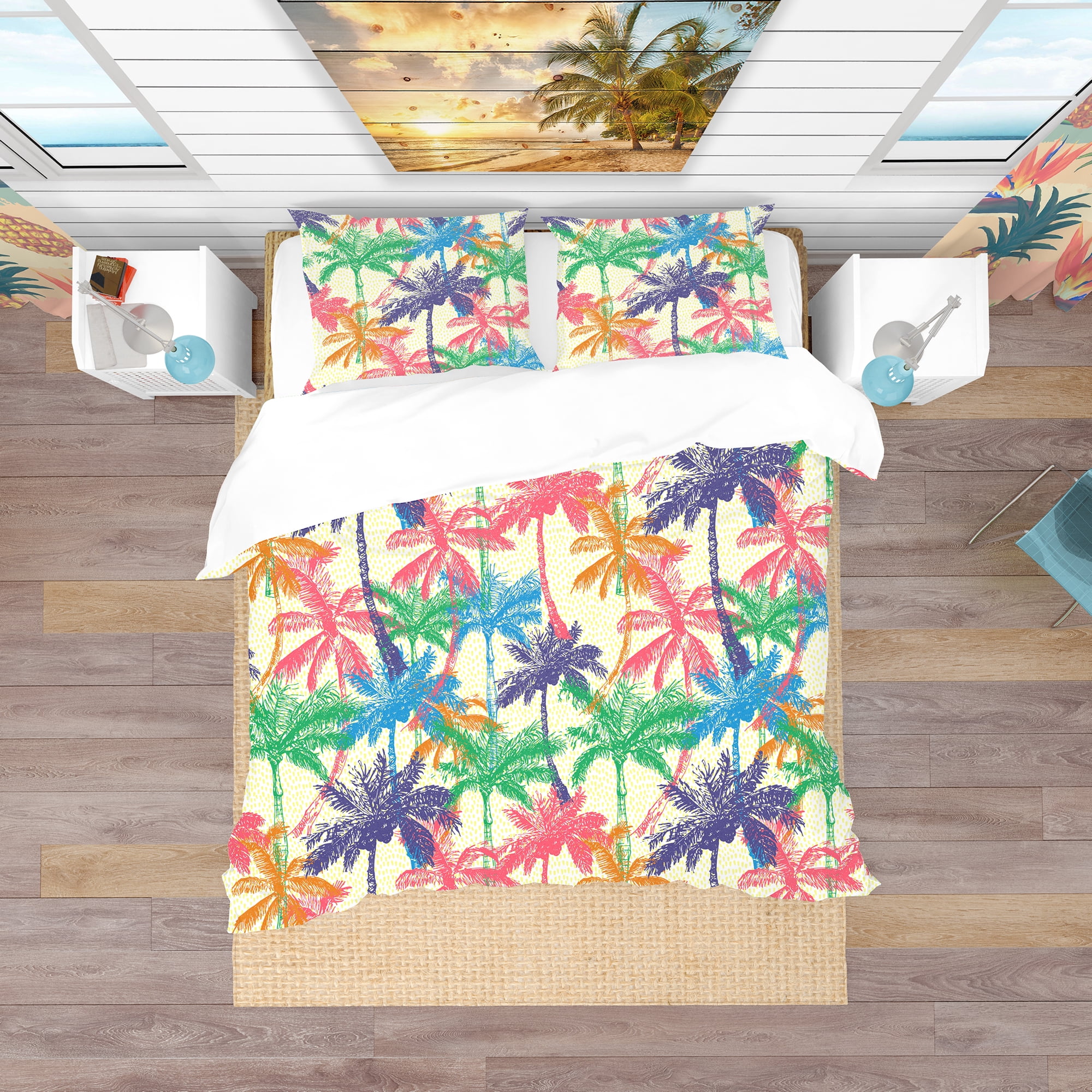 Designart 'Palm Pattern A' Tropical Duvet Cover Set