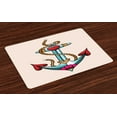 thumbnail image 1 of Ambesonne Anchor Place Mats Set of 4, Nautical and Hearts, Standard Size, Multicolor, 1 of 4
