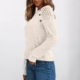 thumbnail image 3 of Tops for Women Lace Long Sleeved Round-Neck Solid Color Patchwork T-Shirt Pullover Blouse Beige L, 3 of 5
