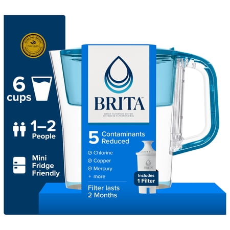 Brita Standard 6-Cup, Teal Plastic Water Filtration Pitcher