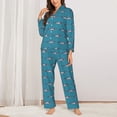thumbnail image 2 of Balery Cartoon Whale Conjunto de Pijama con Estampado para Mujer, Conjunto de Dos Piezas con Manga Larga, Ropa de Dormir Suave con Bolsillos, Pijamas Cómodos-Medium, 2 of 7