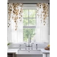 thumbnail image 3 of Orange Eucalyptus Leaves Semi Sheer Curtains 63 Inch Length 2 Panels Set, Weeping Spring Botanical Summer Sheer Kitchen Curtain Privacy Voile Window Curtain for Living Room Bedroom Rod Pocket Drapes, 3 of 7