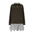 thumbnail image 3 of Felirenzacia Women’s Two Piece Layered Look Shirt Dress Long Sleeve Sweatshirt Tunic Top Casual Loose Fit Fall Outfits with Striped Hem, S-2XL, 3 of 6