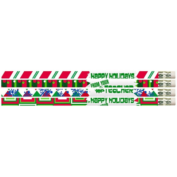 Musgrave Pencil Company Happy Holidays From Your Teacher Motivational Pencils, Pack of 144