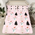 thumbnail image 2 of Manfei Kawaii Christmas Snowman Full Size Sheets,Xmas Tree Bed Sheets,Pink White Black Sheet Sets For Princess,Luxury Bedroom Decor,4 Pieces, 2 of 7